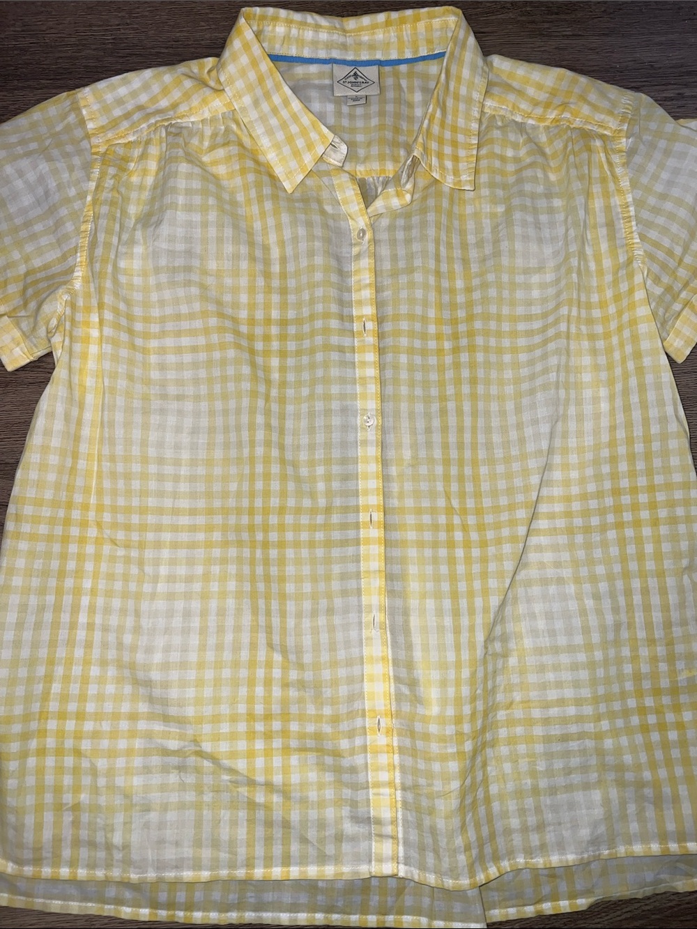 100% cotton Yellow and White Gingham Button-Up Shirt - Picture 2 of 6
